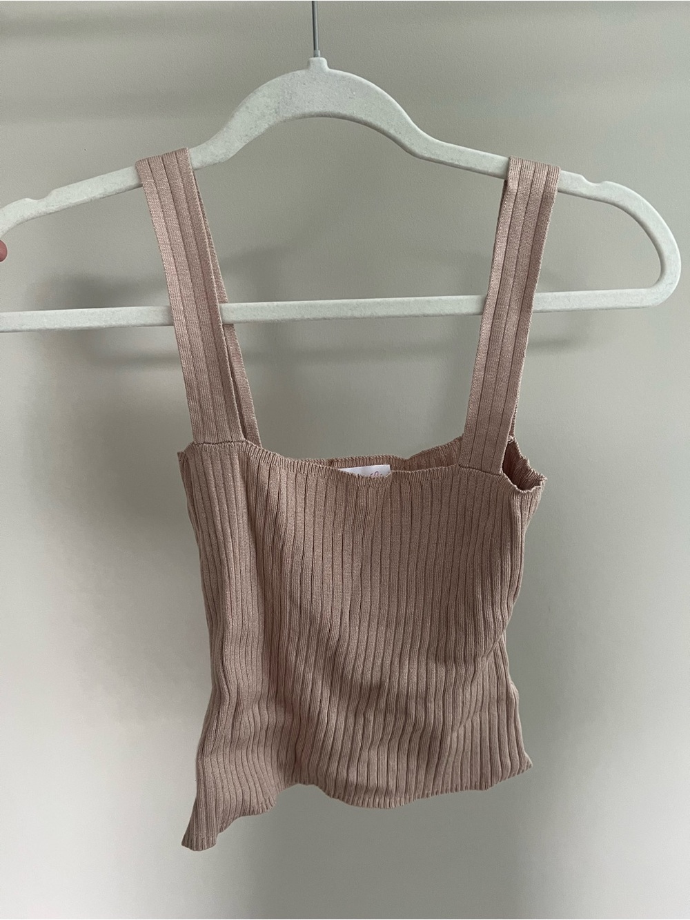 Pink Lily Ribbed Square-Neck Tank - Dusty Rose/tan